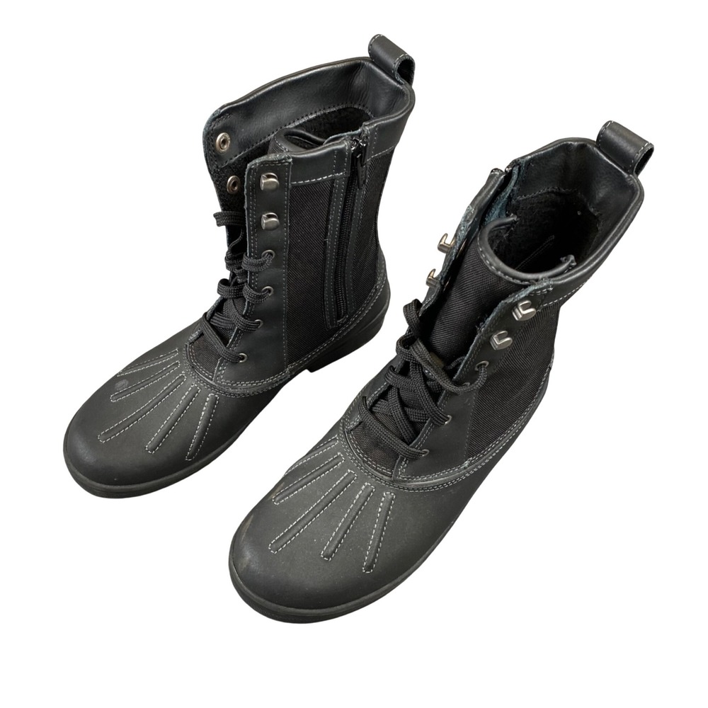 Clarks Collection Womens Black Duck Boots Lace Up Side Zip Size 6.5 261213364040